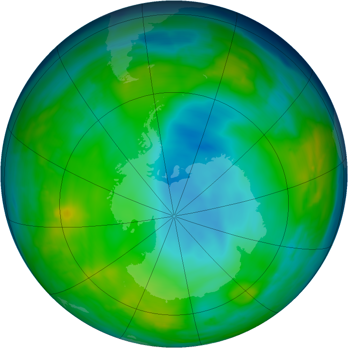 Antarctic ozone map for 16 June 2015